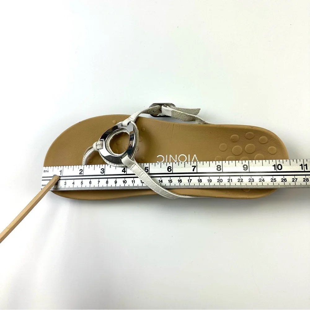 Vionic Karina white thong sandal Size 9 silver O ring Summer Orthotic support - Picture 10 of 11